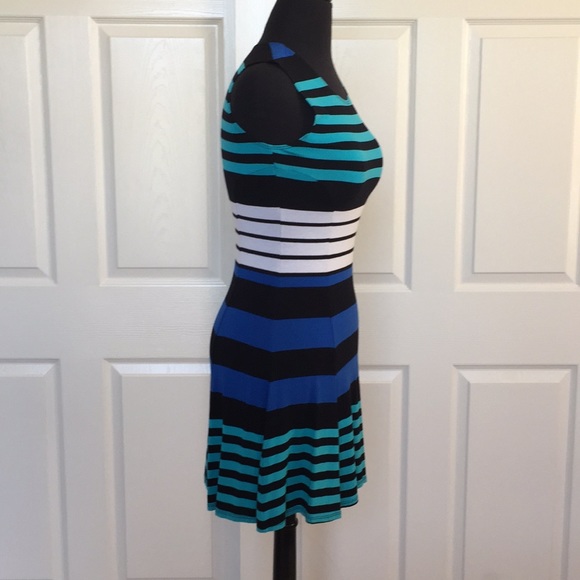 Aqua Striped Dress Size M - Picture 2 of 6